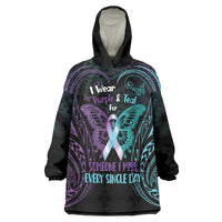 Suicide Awareness Memorial Wearable Blanket Hoodie I Wear Purple and Teal For Someone I Miss - Polynesian Pride