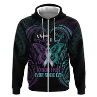 Suicide Awareness Memorial Zip Hoodie I Wear Purple and Teal For Someone I Miss - Polynesian Pride