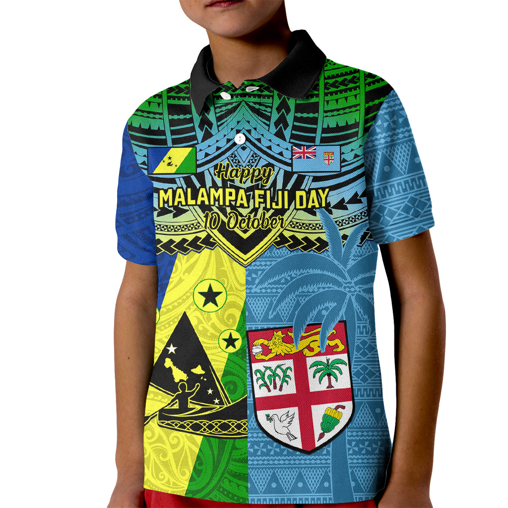 Malampa Fiji Day Kid Polo Shirt Together We Grow Proud Polynesian Tapa Artsy LT14 Kid Blue - Polynesian Pride