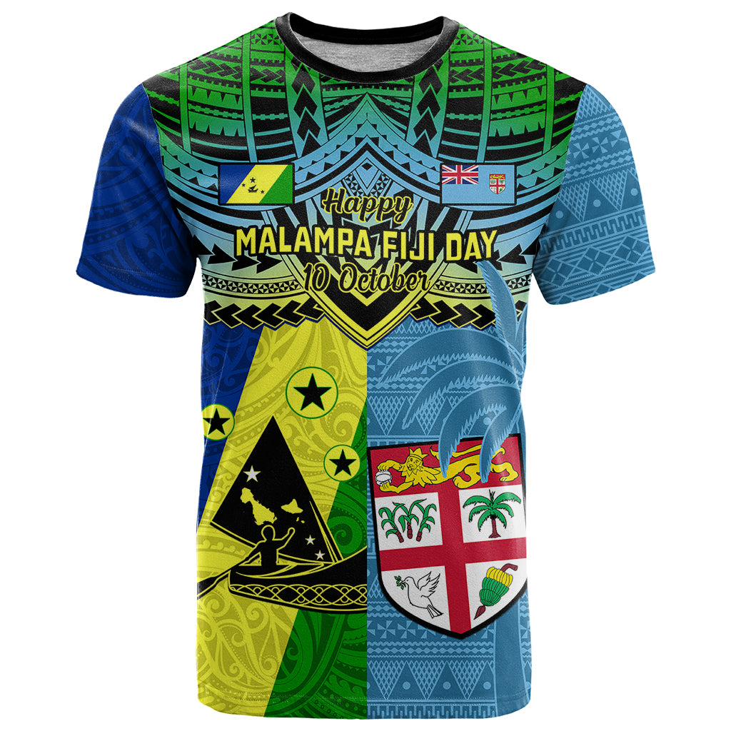 Malampa Fiji Day T Shirt Together We Grow Proud Polynesian Tapa Artsy LT14 Blue - Polynesian Pride