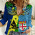 Malampa Fiji Day Women Casual Shirt Together We Grow Proud Polynesian Tapa Artsy LT14 Female Blue - Polynesian Pride