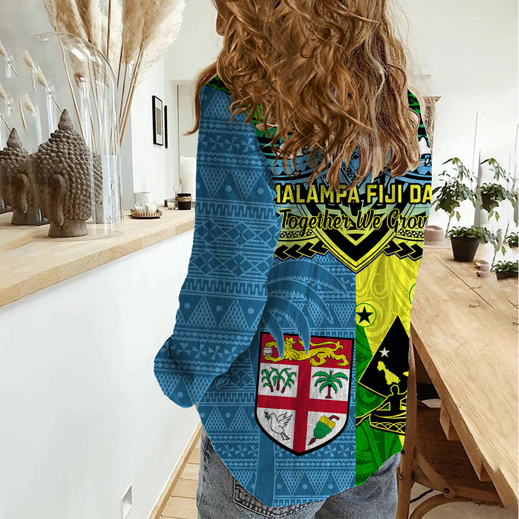 Malampa Fiji Day Women Casual Shirt Together We Grow Proud Polynesian Tapa Artsy LT14 - Polynesian Pride