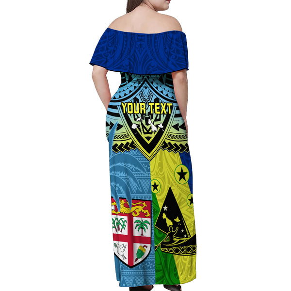 (Custom Personalised) Malampa Fiji Day Long Sleeves Dress Vanuatu Polynesia mix Flowers LT13