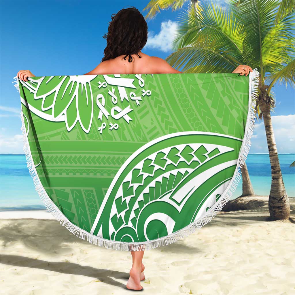 Polynesia Depression Awareness Beach Blanket Sunflower Green Ribbons Polynesian Tattoo
