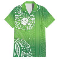 Polynesia Depression Awareness Family Matching Off The Shoulder Long Sleeve Dress and Hawaiian Shirt Sunflower Green Ribbons Polynesian Tattoo LT14 Dad's Shirt - Short Sleeve Green - Polynesian Pride