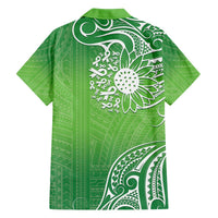Polynesia Depression Awareness Family Matching Off The Shoulder Long Sleeve Dress and Hawaiian Shirt Sunflower Green Ribbons Polynesian Tattoo LT14 - Polynesian Pride