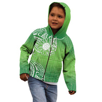 Polynesia Depression Awareness Kid Hoodie Sunflower Green Ribbons Polynesian Tattoo