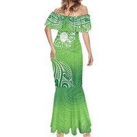 Polynesia Depression Awareness Mermaid Dress Sunflower Green Ribbons Polynesian Tattoo