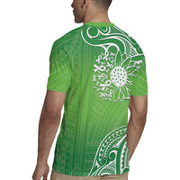 Polynesia Depression Awareness Rugby Jersey Sunflower Green Ribbons Polynesian Tattoo