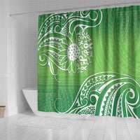 Polynesia Depression Awareness Shower Curtain Sunflower Green Ribbons Polynesian Tattoo