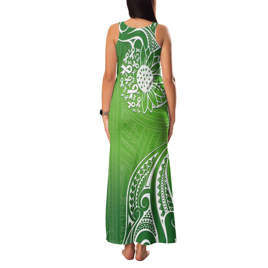 Polynesia Depression Awareness Tank Maxi Dress Sunflower Green Ribbons Polynesian Tattoo