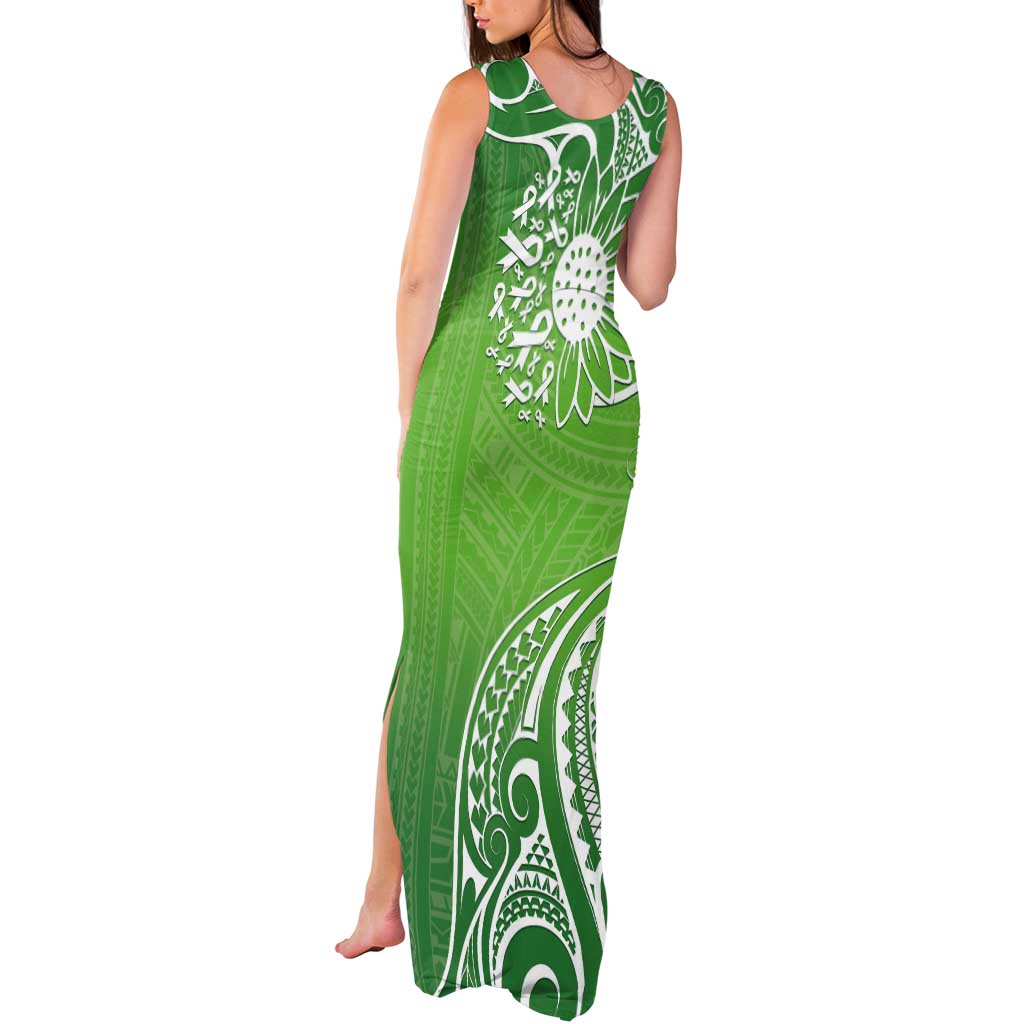 Polynesia Depression Awareness Tank Maxi Dress Sunflower Green Ribbons Polynesian Tattoo