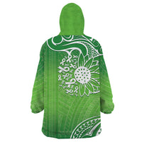 Polynesia Depression Awareness Wearable Blanket Hoodie Sunflower Green Ribbons Polynesian Tattoo