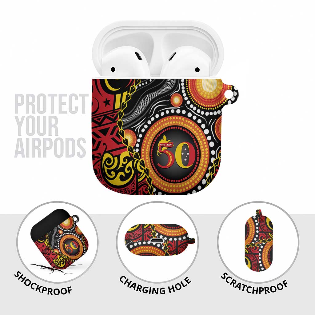Celebrating 50 Years Papua New Guinea AirPods Case Aboriginal Mix Papuan Pattern - Polynesian Pride