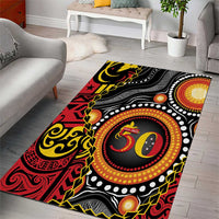 Celebrating 50 Years Papua New Guinea Area Rug Aboriginal Mix Papuan Pattern - Polynesian Pride