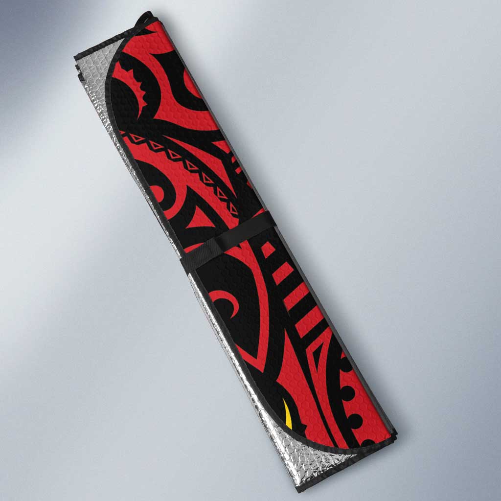 Celebrating 50 Years Papua New Guinea Auto Sun Shade Aboriginal Mix Papuan Pattern - Polynesian Pride