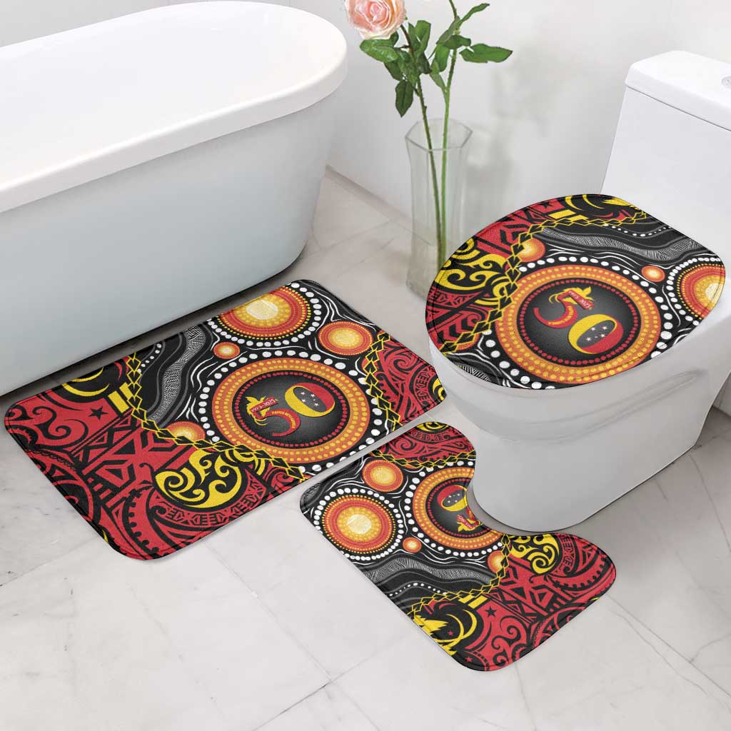 Celebrating 50 Years Papua New Guinea Bathroom Set Aboriginal Mix Papuan Pattern - Polynesian Pride