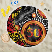Celebrating 50 Years Papua New Guinea Beach Blanket Aboriginal Mix Papuan Pattern - Polynesian Pride