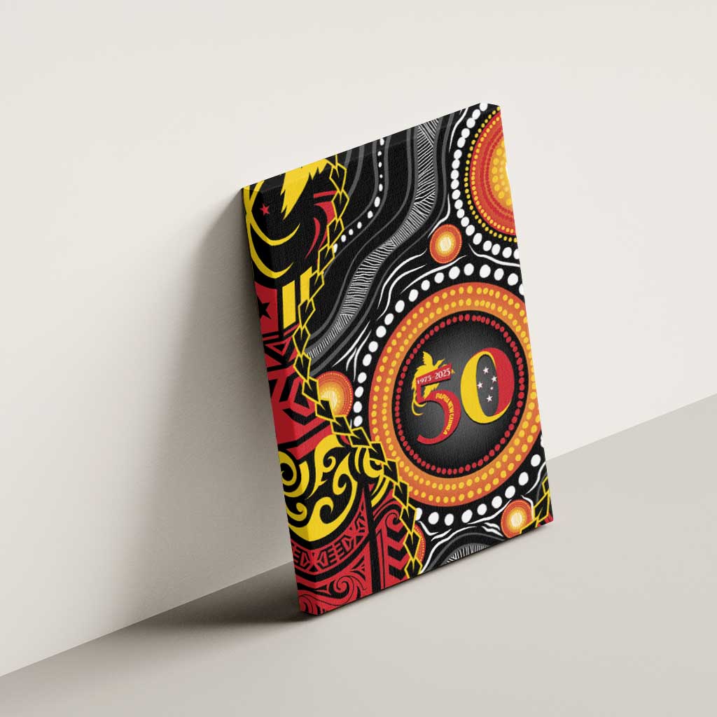 Celebrating 50 Years Papua New Guinea Canvas Wall Art Aboriginal Mix Papuan Pattern - Polynesian Pride