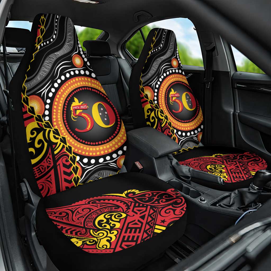 Celebrating 50 Years Papua New Guinea Car Seat Cover Aboriginal Mix Papuan Pattern LT14 One Size Red - Polynesian Pride