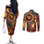 Celebrating 50 Years Papua New Guinea Couples Matching Off The Shoulder Long Sleeve Dress and Long Sleeve Button Shirt Aboriginal Mix Papuan Pattern - Polynesian Pride