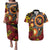 Celebrating 50 Years Papua New Guinea Couples Matching Puletasi and Hawaiian Shirt Aboriginal Mix Papuan Pattern - Polynesian Pride