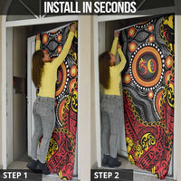 Celebrating 50 Years Papua New Guinea Door Cover Aboriginal Mix Papuan Pattern - Polynesian Pride