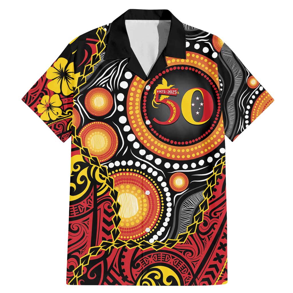 Celebrating 50 Years Papua New Guinea Family Matching Mermaid Dress and Hawaiian Shirt Aboriginal Mix Papuan Pattern - Polynesian Pride