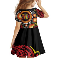 Celebrating 50 Years Papua New Guinea Family Matching Short Sleeve Bodycon Dress and Hawaiian Shirt Aboriginal Mix Papuan Pattern - Polynesian Pride