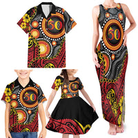 Celebrating 50 Years Papua New Guinea Family Matching Tank Maxi Dress and Hawaiian Shirt Aboriginal Mix Papuan Pattern - Polynesian Pride