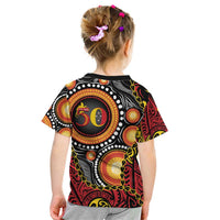 Celebrating 50 Years Papua New Guinea Kid T Shirt Aboriginal Mix Papuan Pattern LT14 - Polynesian Pride