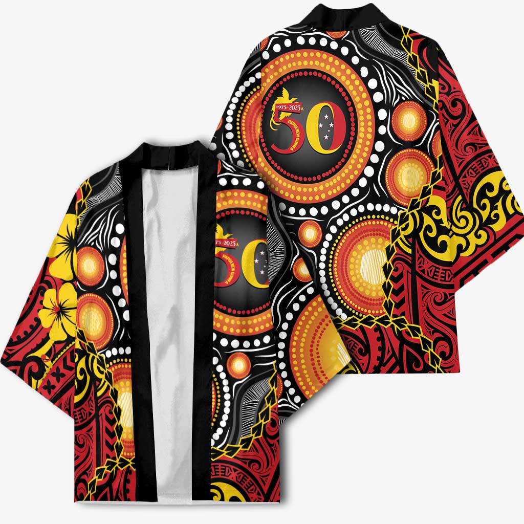 Celebrating 50 Years Papua New Guinea Kimono Aboriginal Mix Papuan Pattern LT14 - Polynesian Pride