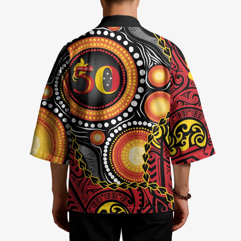 Celebrating 50 Years Papua New Guinea Kimono Aboriginal Mix Papuan Pattern LT14 - Polynesian Pride
