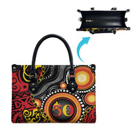Celebrating 50 Years Papua New Guinea Leather Bag Aboriginal Mix Papuan Pattern - Polynesian Pride