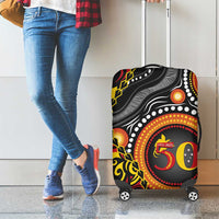 Celebrating 50 Years Papua New Guinea Luggage Cover Aboriginal Mix Papuan Pattern - Polynesian Pride