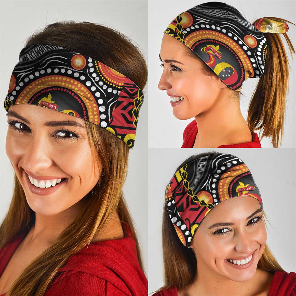 Celebrating 50 Years Papua New Guinea Neck Gaiter Aboriginal Mix Papuan Pattern - Polynesian Pride