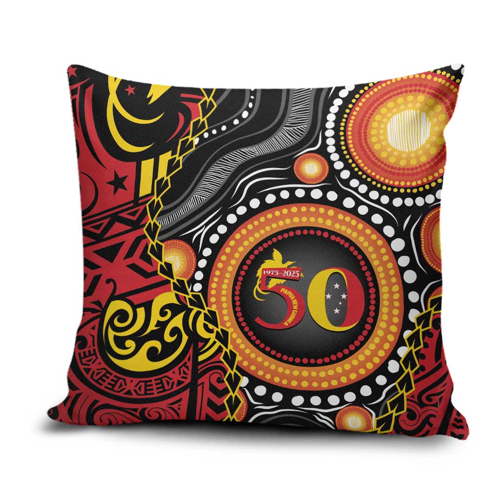 Celebrating 50 Years Papua New Guinea Pillow Cover Aboriginal Mix Papuan Pattern LT14 Red - Polynesian Pride