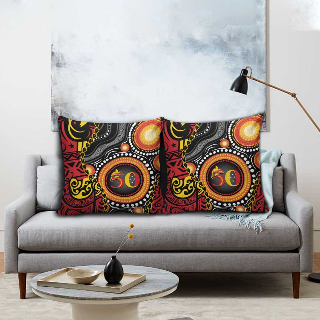 Celebrating 50 Years Papua New Guinea Pillow Cover Aboriginal Mix Papuan Pattern LT14 - Polynesian Pride