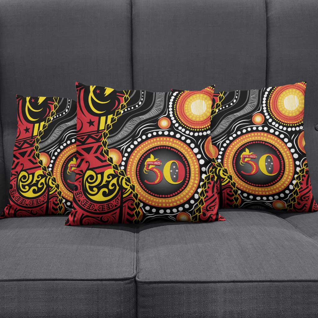 Celebrating 50 Years Papua New Guinea Pillow Cover Aboriginal Mix Papuan Pattern LT14 - Polynesian Pride