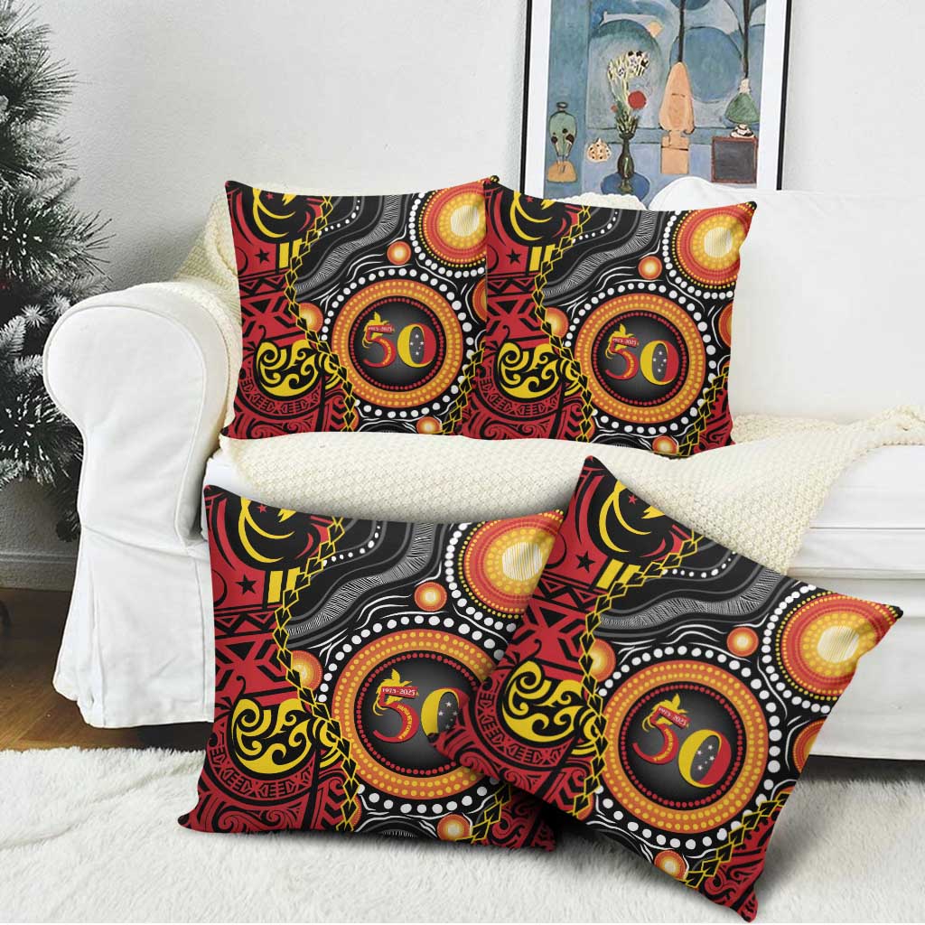 Celebrating 50 Years Papua New Guinea Pillow Cover Aboriginal Mix Papuan Pattern LT14 - Polynesian Pride