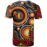Celebrating 50 Years Papua New Guinea T Shirt Aboriginal Mix Papuan Pattern - Polynesian Pride