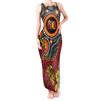 Celebrating 50 Years Papua New Guinea Tank Maxi Dress Aboriginal Mix Papuan Pattern - Polynesian Pride