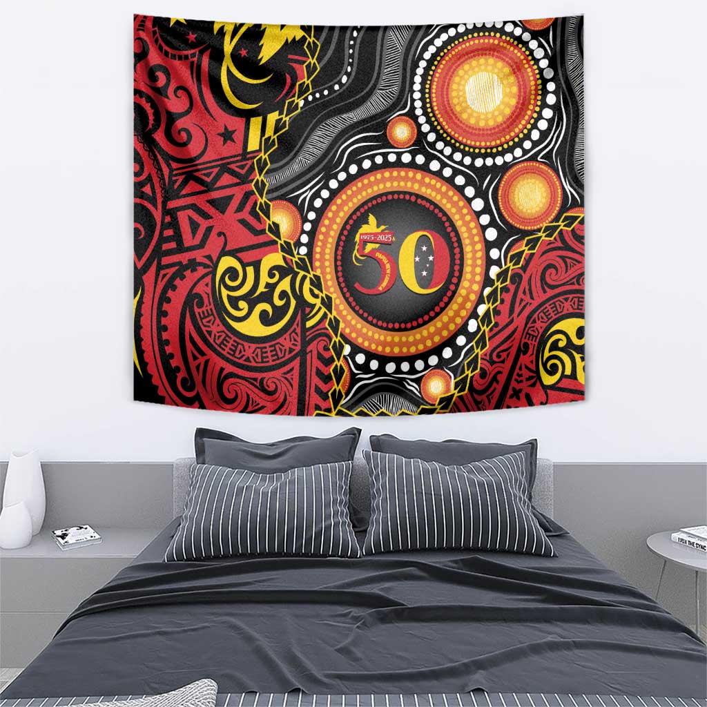 Celebrating 50 Years Papua New Guinea Tapestry Aboriginal Mix Papuan Pattern - Polynesian Pride