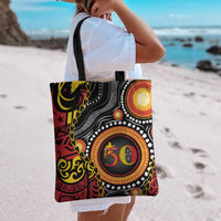 Celebrating 50 Years Papua New Guinea Tote Bag Aboriginal Mix Papuan Pattern - Polynesian Pride
