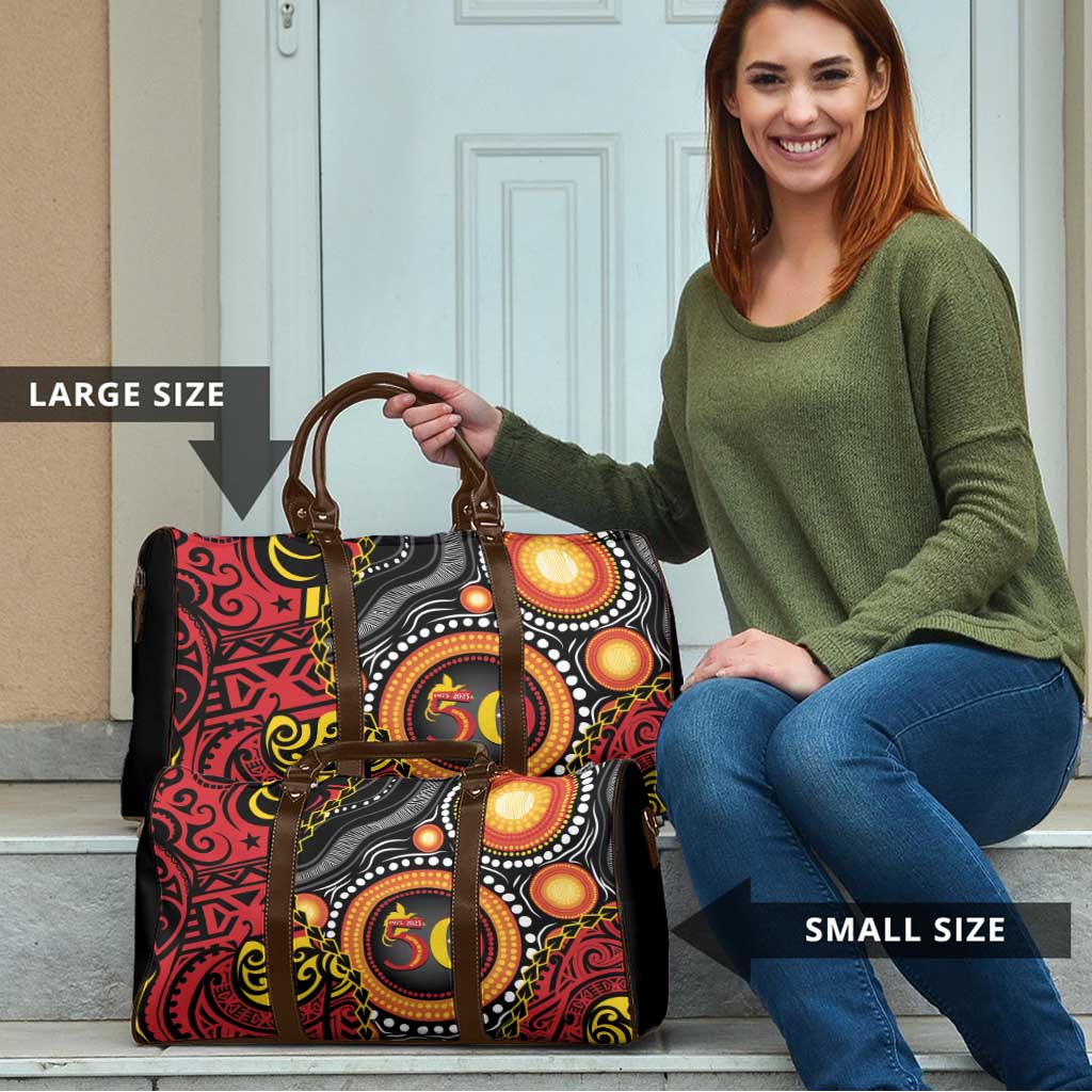Celebrating 50 Years Papua New Guinea Travel Bag Aboriginal Mix Papuan Pattern - Polynesian Pride