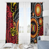 Celebrating 50 Years Papua New Guinea Window Curtain Aboriginal Mix Papuan Pattern - Polynesian Pride