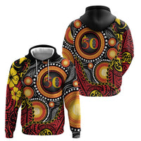Celebrating 50 Years Papua New Guinea Zip Hoodie Aboriginal Mix Papuan Pattern - Polynesian Pride