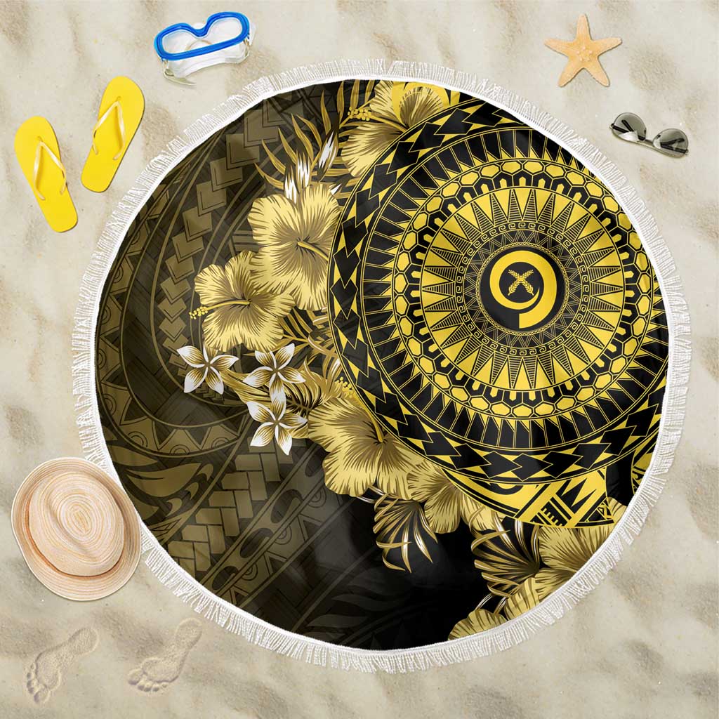 Vanuatu Beach Blanket Hibisus Polynesian Pattern Gold - Polynesian Pride