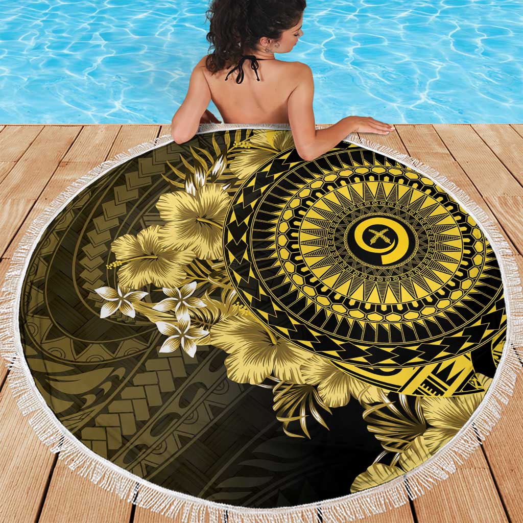 Vanuatu Beach Blanket Hibisus Polynesian Pattern Gold - Polynesian Pride