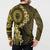 Vanuatu Button Sweatshirt Hibisus Polynesian Pattern Gold - Polynesian Pride